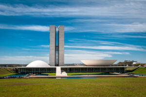 National Congress on a sunny day in Brasília, DF, Brazil on August 14, 2008.