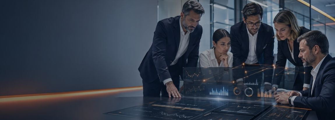 Executivos analisando dashboard de dados para prevenir erros na escrituração fiscal em ambiente corporativo moderno.